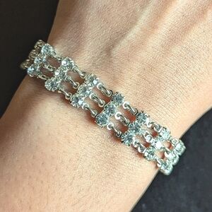 Silver Rhinestone Tennis Bracelet 3 Row